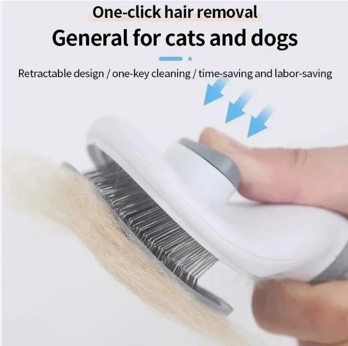 Pet Dog Cat Self Cleaning Slicker Brush Hair Remover Grooming Deshedding Comb