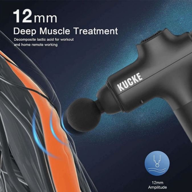 KUCKE Professional Deep Tissue Massage Gun | 6 Interchangeable Heads for Muscle Recovery & Pain Relief